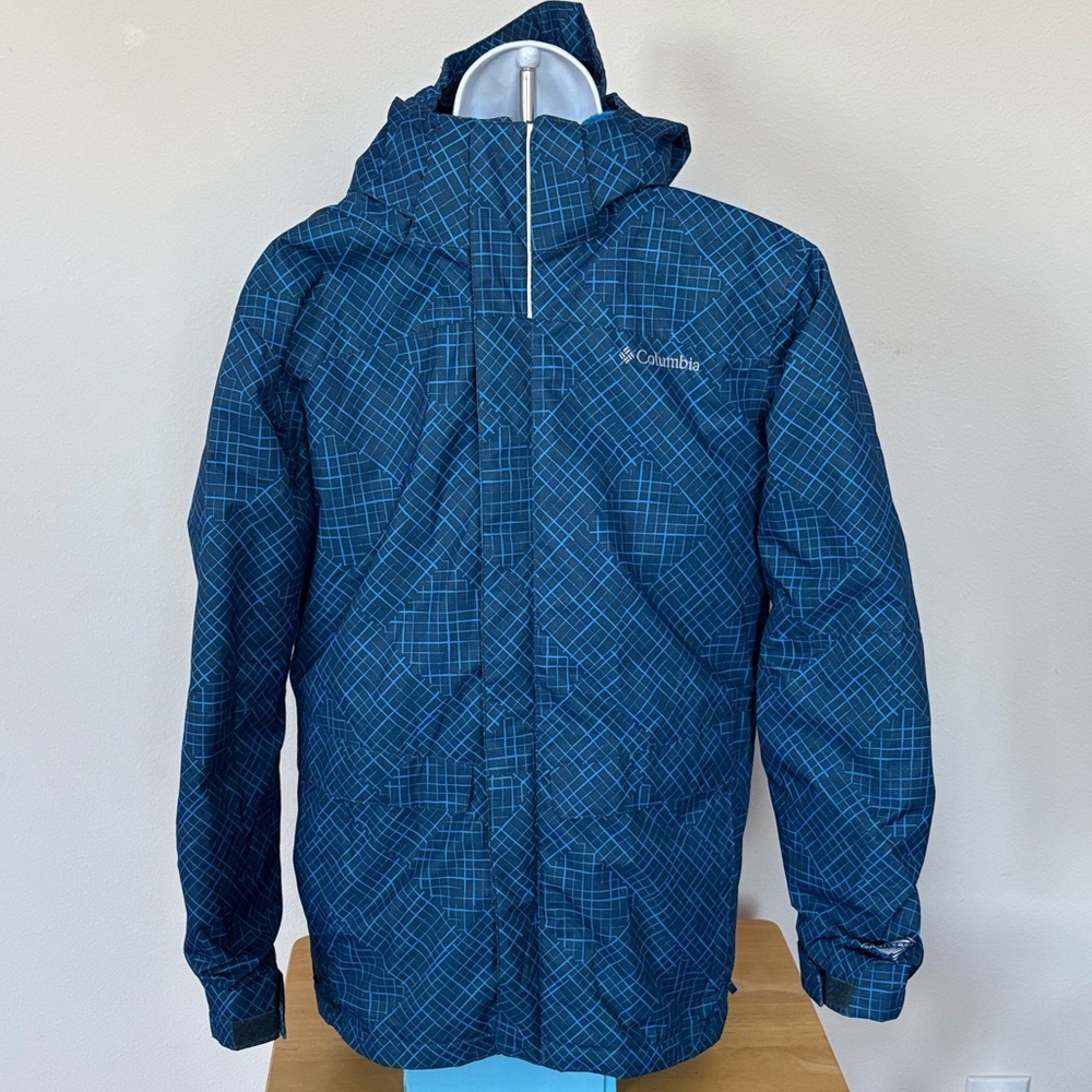Columbia Interchange 3 in 1 Kids Geometric Blue Jacket Size Large